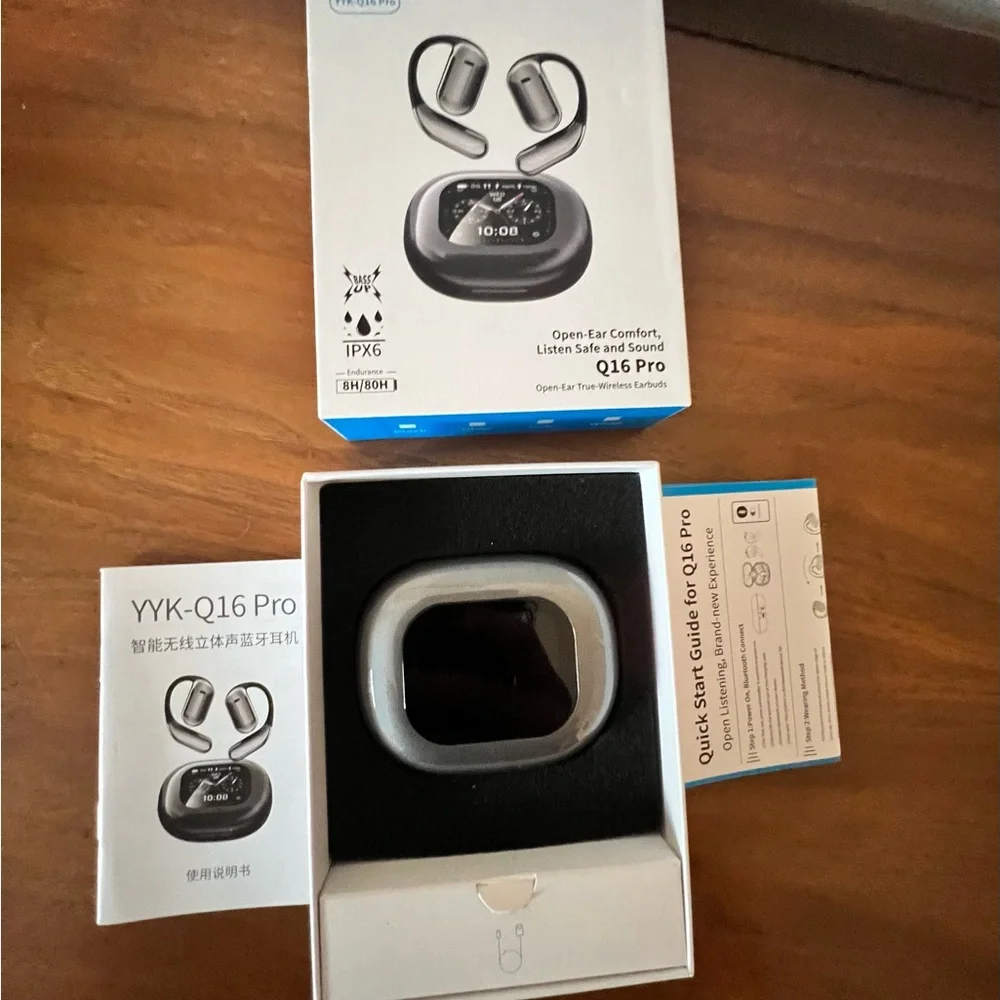 Q16 Pro Black Open-Ear True Wireless Earbuds